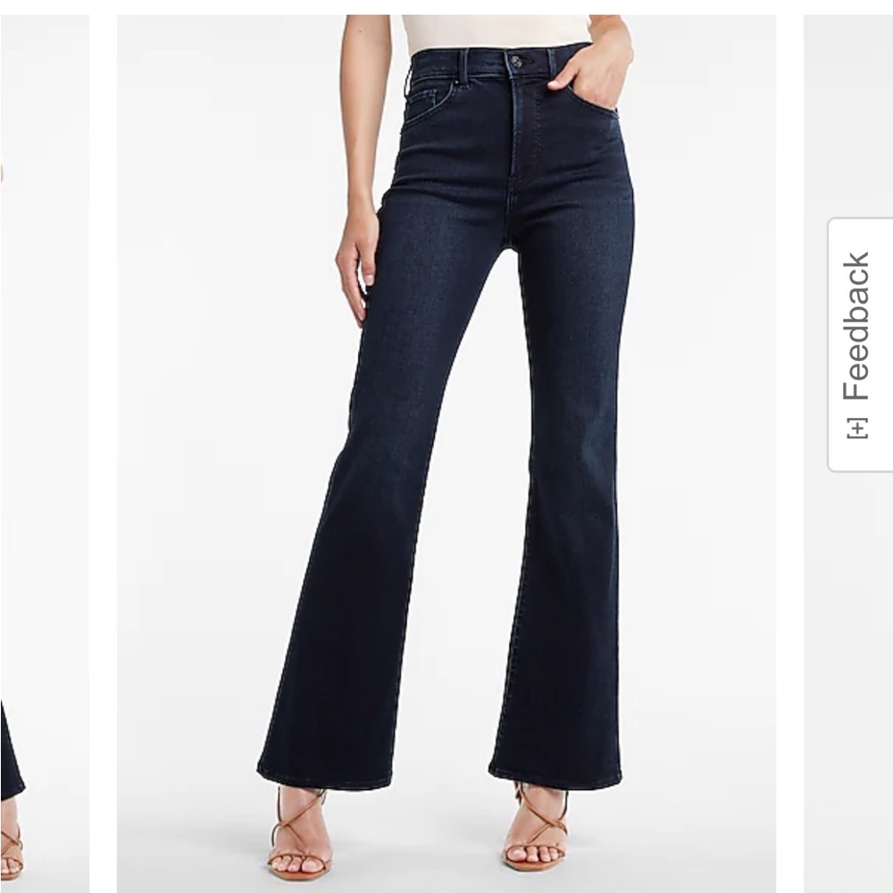 Express High Waisted Supersoft Dark Wash Flare Jeans